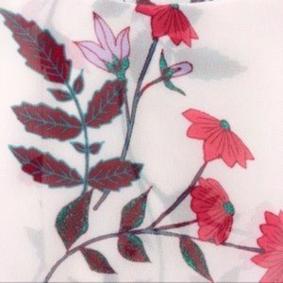 LC LAUREN CONRAD Top Blouse Floral Boho Peasant Long Sleeves Pink - Picture 4 of 7